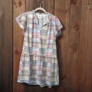 Loft Short Sleeve Dress Multi Color Striped